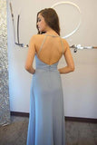 Blue Open Back Chiffon Long Prom Dress,Simple Sleeveless Evening Dress HZ0509