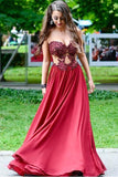 Beading Strapless Red A Line Chiffon See-through Fashion Prom Dress HZ0509
