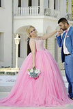 Tulle Sweetheart Beading Sleeveless Ball Gown Long Plus Size Prom Dress HZ0509
