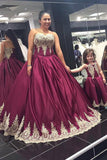 Sweetheart Strapless Ball Gown Appliques Long Plus Size Prom Dress HZ0509