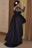 Long Sleeves Lace A Line High Low Plus Size Prom Dress HZ0509