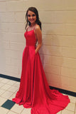 Spaghetti Strap Prom Dress with Pockets Sexy Long Split Party Dresses HZ0509