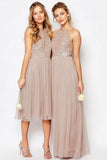 Sequins Top Halter Romantic A Line Short Long Bridesmaid Dresses HZ0509