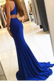 Blue Mermaid Front Slit Prom Dress,Sleeveless Formal Sexy Split Long Evening Dress HZ0509