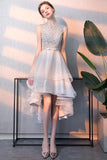 High Low Beaded A Line Tulle Homecoming Dresses With Bownot HZ0509