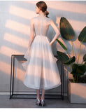 High Low Beaded A Line Tulle Homecoming Dresses With Bownot HZ0509
