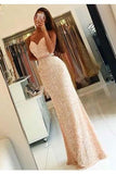 Spaghetii Straps Sheath Sequin Criss Cross Long Prom Dresses HZ0509