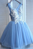 Tulle A Line Lace Appliques Short Homecoming Dresses HZ0509