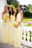 Beautiful Daffodil A-line Long Chiffon Bridesmaid Dresses HZ0509