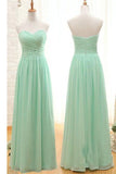 Sweetheart Long Chiffon Mint Green Bridesmaid Prom Dresses HZ0509