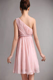 One Shoulder Short Chiffon Cheap Bridesmaid Homecoming Dresses HZ0509