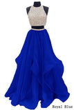 Piece Floor Length Burgundy Prom Dress Beaded Open Back Evening Gown HZ0509