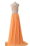 Straps Simple Modest Orange Backless Cheap Prom Dresses For Teens HZ0509