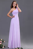One Shoulder Chiffon Empire Long Prom Dresses HZ0509