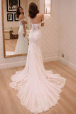 Off Shoulder Court Train Chiffon Long Wedding Dress with Lace Appliques HZ0509
