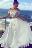 Two Pieces Off The Shoulder Long Lace Cheap Prom Dresses,Formal Women Dress HZ0509