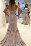 Strapless Sweetheart Lace Mermaid Long Prom Dresses HZ0509