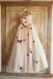 Long Butterfly Sweetheart Ruffles Wedding Dresses Bridal Gown HZ0509