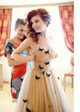 Long Butterfly Sweetheart Ruffles Wedding Dresses Bridal Gown HZ0509