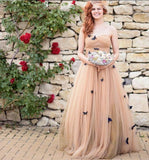 Long Butterfly Sweetheart Ruffles Wedding Dresses Bridal Gown HZ0509