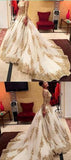 Prom Dresses With Appliques,Long Sleeves Ball Gown Wedding Dresses With Chapel Train HZ0509