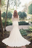 Sexy Deep V-Neck Lace Top Long Sleeve Mermaid Wedding Dress HZ0509
