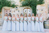 Chiffon Light Blue Sexy A Line Long Cheap Bridesmaid Dresses HZ0509