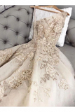 Modest Long Prom Dresses with Lace Appliques Tulle Evening Gown HZ0509