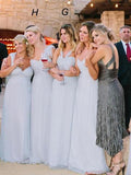 Chiffon Light Blue Sexy A Line Long Cheap Bridesmaid Dresses HZ0509
