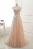 Neck Lace Appliques Prom Dresses,Tulle A Line Evening Dress HZ0509