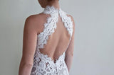 Lace Unique Flowy Keyhole Back Long Wedding Dresses HZ0509