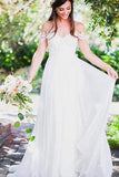 Off the Shoulder Long A-line Ivory Chiffon Sexy Beach Wedding Dresses HZ0509