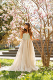 A-line Spaghetti Straps Tulle Sweetheart Prom Dresses With Lace Appliques HZ0509