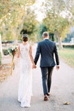 Popular Scoop Sleeveless Long Casual Wedding Dress HZ0509