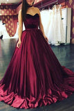 A Line Sweetheart Burgundy Long Ball Gown Prom Dress,2017 Evening Dresses HZ0509