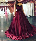 A Line Sweetheart Burgundy Long Ball Gown Prom Dress,2017 Evening Dresses HZ0509