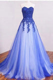 Sweetheart Lace Beading Elegant Modest Royal Blue Prom Dresses,Ball Gown Prom Dress HZ0509