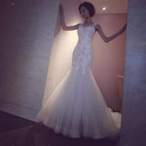 Tulle Lace Sleeveless Long Count Train Wedding Dress HZ0509