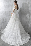 White Off the Shoulder Lace A Line Wedding Dress HZ0509