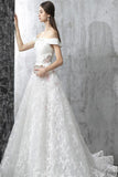 White Off the Shoulder Lace A Line Wedding Dress HZ0509
