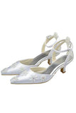Strap Pointed Toe Handmade White Prom Shoes With Flower HZ0509