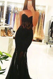 Sweetheart Mermaid Sexy Lace Prom Dress,Long Black Evening Dresses HZ0509