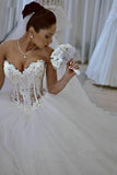Ball Gown White Sweetheart Strapless Beading Wedding Dress HZ0509