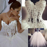Ball Gown White Sweetheart Strapless Beading Wedding Dress HZ0509