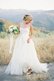 White Tulle Vintage Open Back Wedding Dress HZ0509