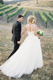 White Tulle Vintage Open Back Wedding Dress HZ0509