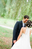 Straps Floor-Length White A Line Wedding Dress With Lace Top HZ0509