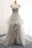 Strapless Long Tulle A Line Wedding Dresses with Beading HZ0509