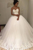 Sleeveless Tulle Long Ball Gown Wedding Dress with Lace Appliques HZ0509