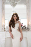 Mermaid Sleeveless Lace Chapel Train Wedding Dress With Appliques HZ0509